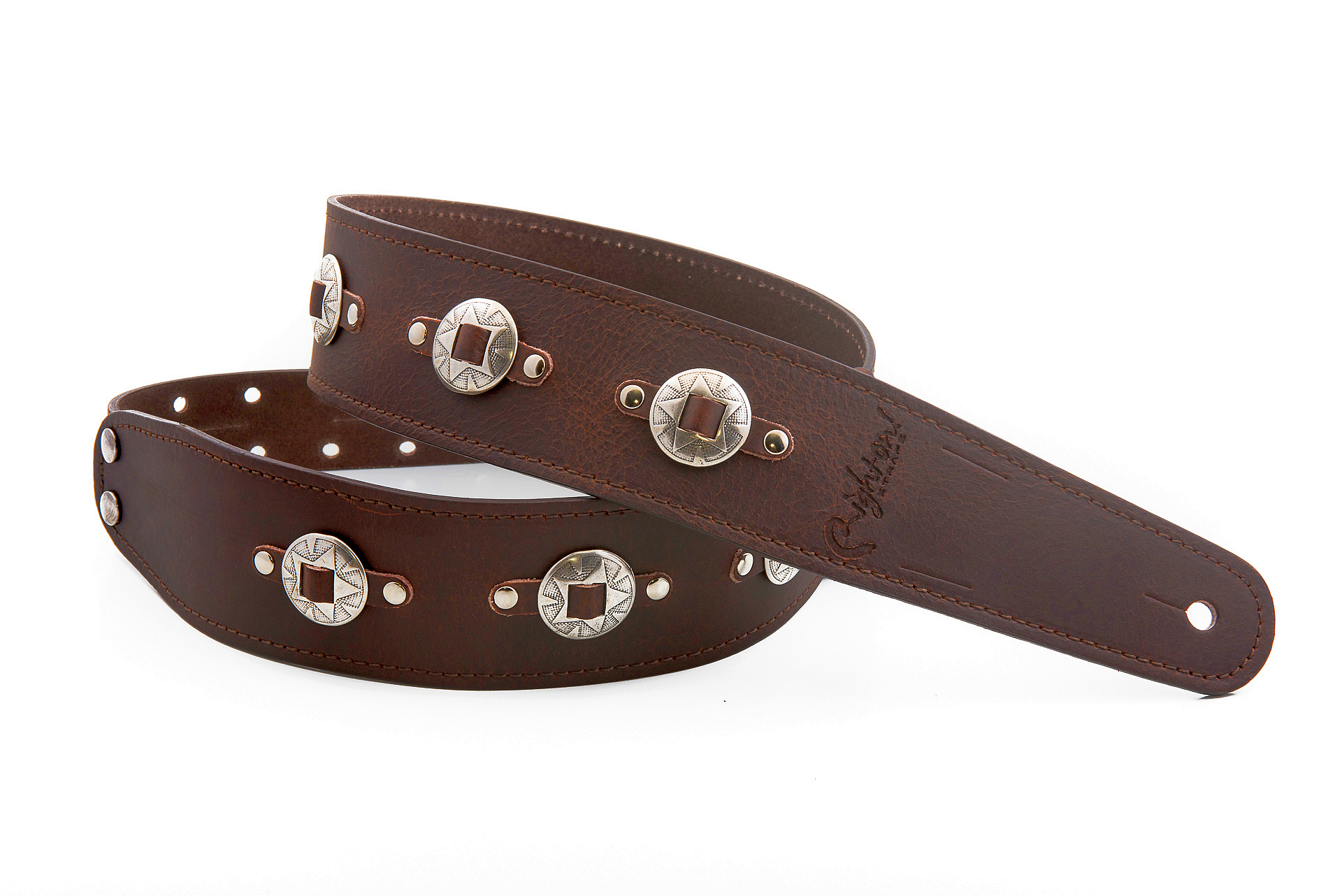 Silver Conchos II Acoustic and electric guitar strap strap