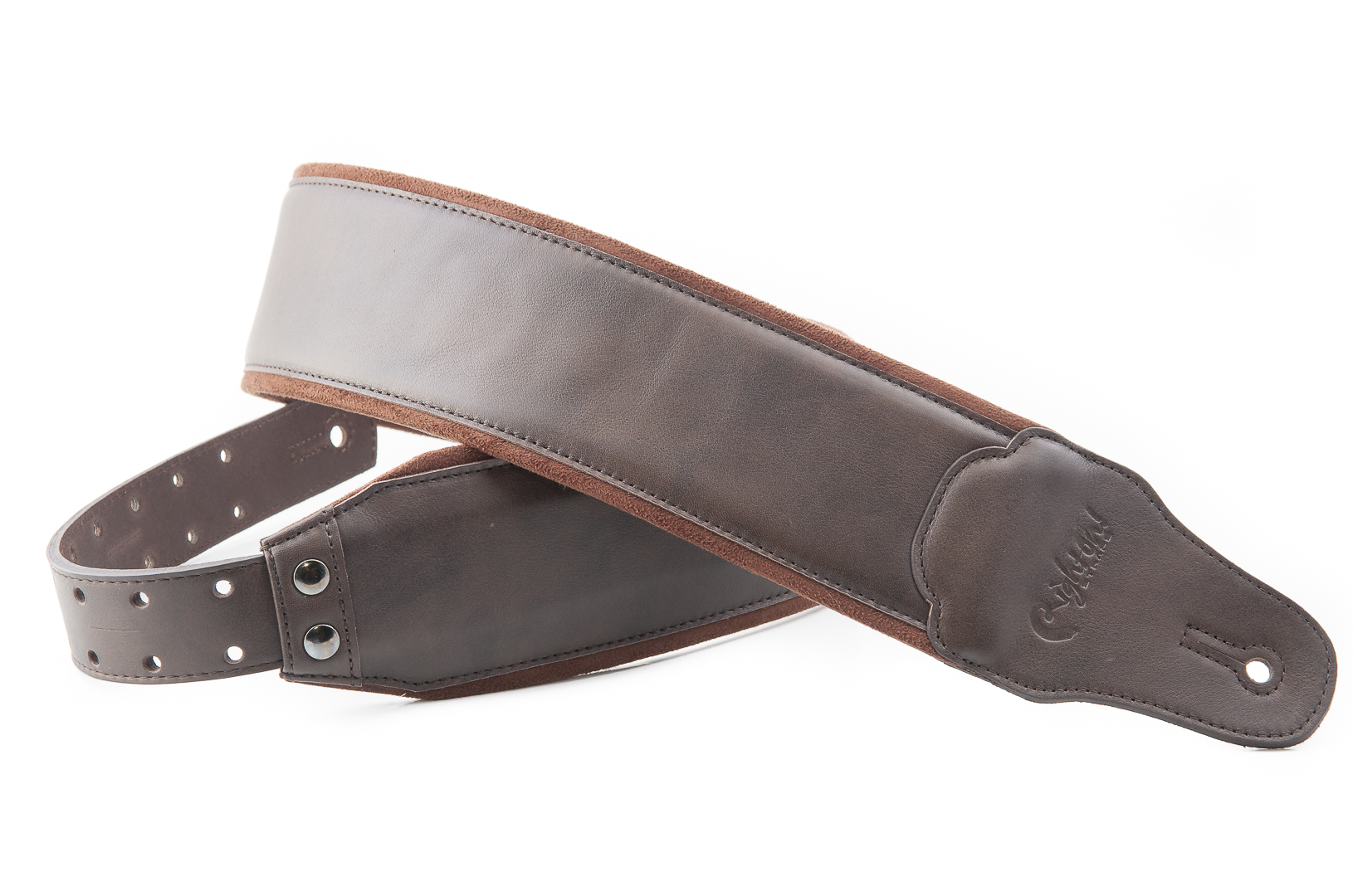 Most confortable guitar strap in leather Smooth Brown