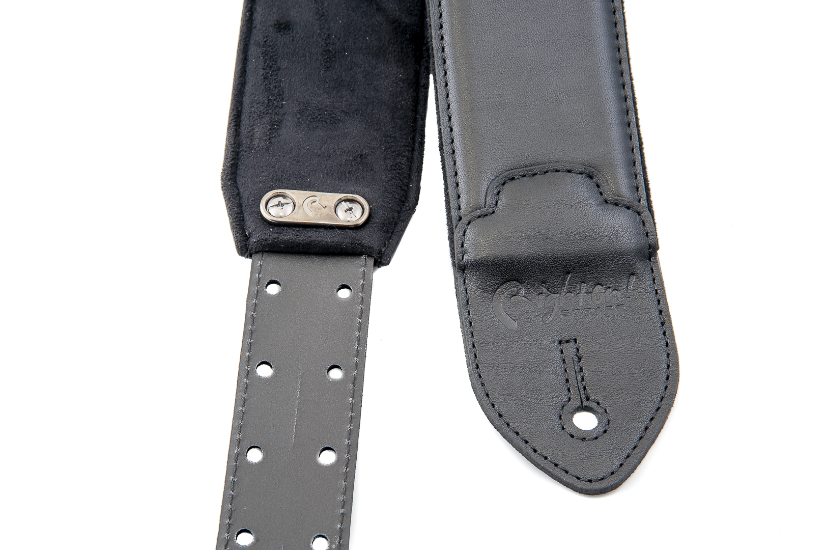 Sangle De Guitare Nirvana 'Smells Like Teen Spirit' - Coton Bio Noir Lavé, Crochets Cuir - Made In Italy