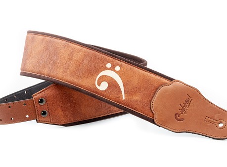 Correa FAkey light brown con diseño de clave de Fa ideal para bajistas