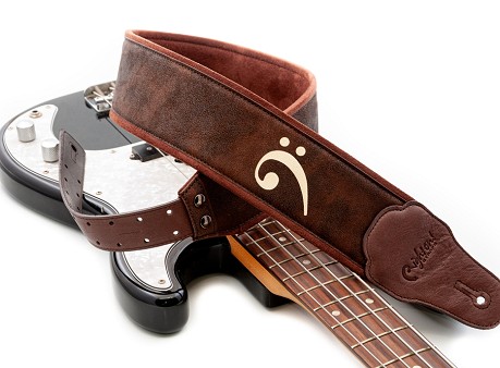 Brauner FAkey Gurt mit hochwertigem Finish und Bassschlüssel-Design