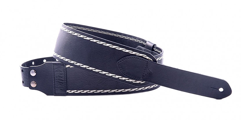 Big Black Guitar and Bass Strap in Bovine Leather | RightOn! Straps1