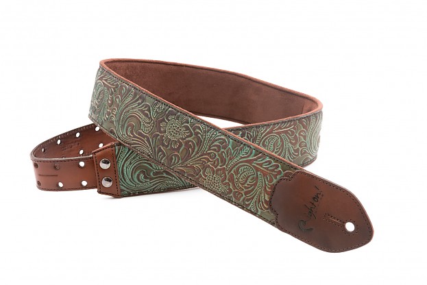 Blackguard Teal Leather Guitar Strap | RightOn! Straps1