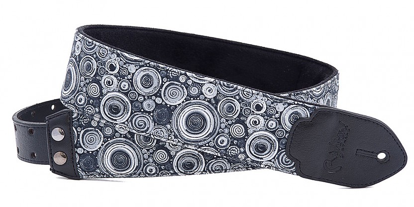 Bubbles Black Guitar Strap with RAS System and Pick Holder | RightOn! Straps1