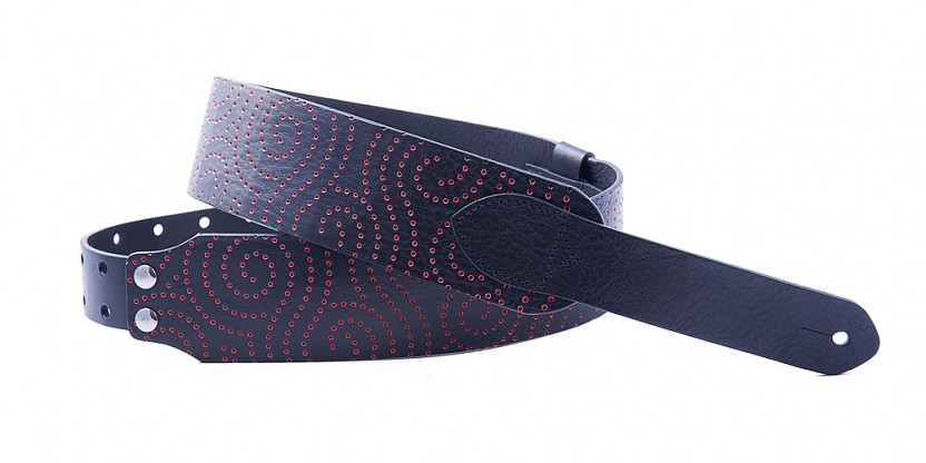 Dot Black Leather Guitar Strap | Unique Design & RAS System1