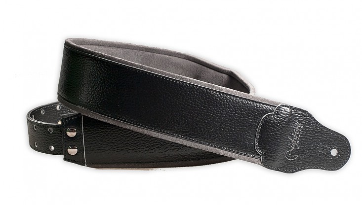 Graham Black Leather Guitar Strap - Comfort and Premium Design | RightOn! Straps