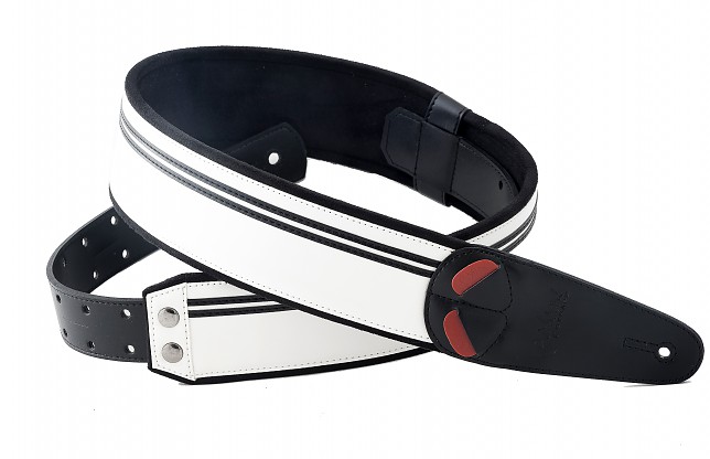 Black and white race guitar strap