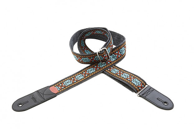 Model RIDER TEAL classic strap, folk style for guitar and bass, 4 cm wide, high quality.