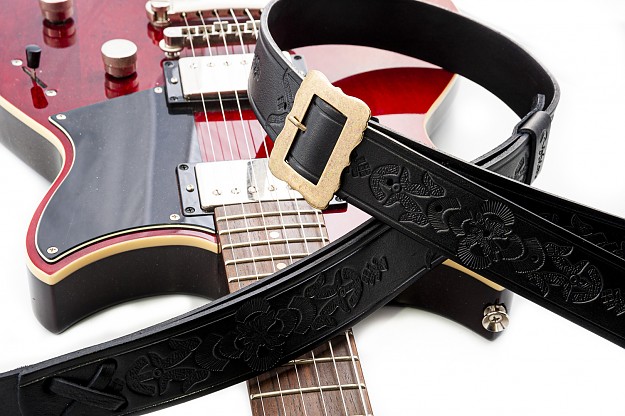 Correa para Guitarra Rocita algodón Puro, con 3 Soportes para Bajos, Ajustables, 1 Unidad Color Negro 