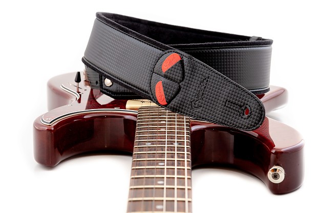 vegan carbon guitar strap, carbon black imitation 