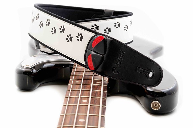 CAT White Guitar Strap with RAS Adjustment and Vegan Design | RightOn! Straps1