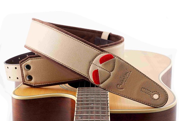 Charm-60 Beige Guitar Strap with RAS Adjustment and Vegan Design | RightOn! Straps1