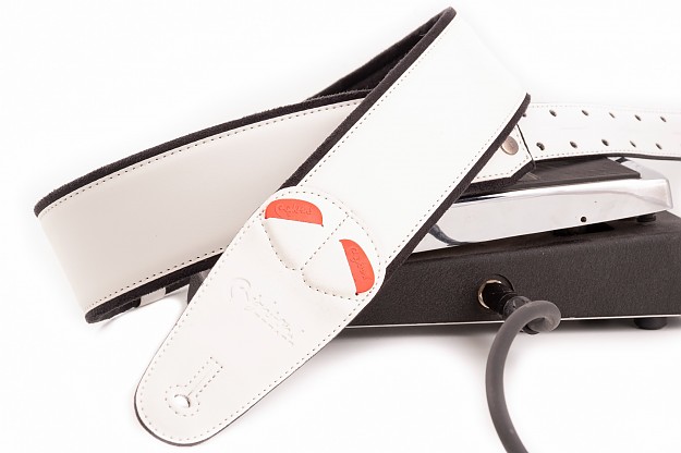 Charm-60 White Guitar Strap with RAS Adjustment and Vegan Design | RightOn! Straps1