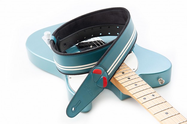 Model RACE TEAL guitar and bass strap, 6 cm wide.