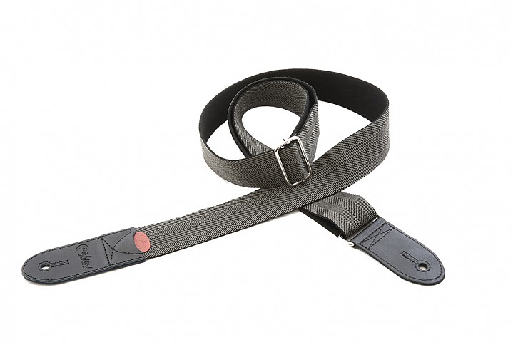 Model BRIGHTON BLACK classic strap, folk style for guitar and bass, 4 cm wide, reduced weight.