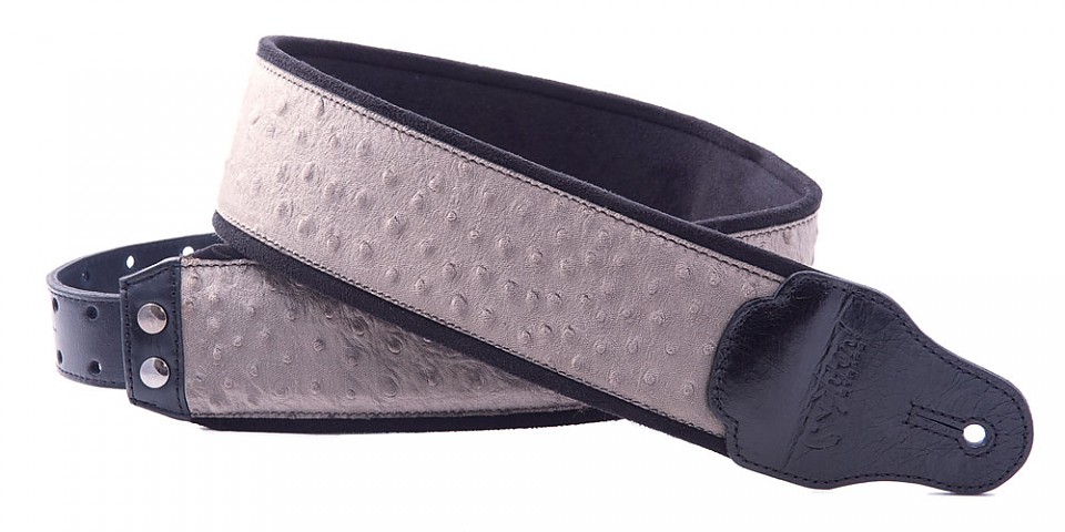RightOn! Ostrich Taupe guitar and bass strap