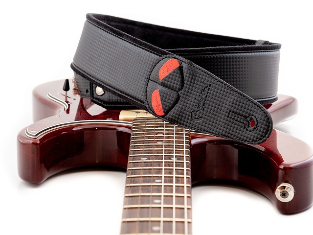 vegan carbon guitar strap, carbon black imitation 