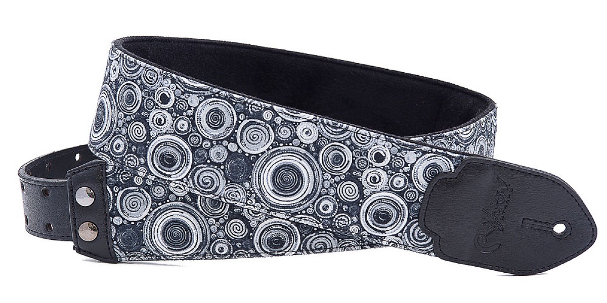 Bubbles Black Gitarrengurt mit RAS-System und Plektrumhalter | RightOn! Straps1
