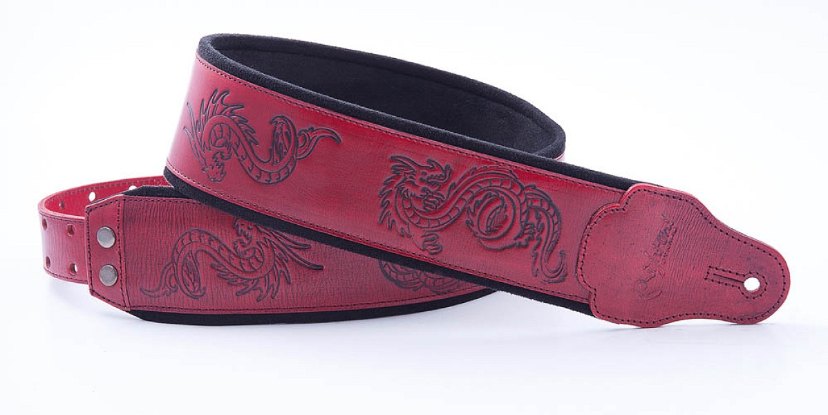 RightOn! Dragons Red guitar and bass strap