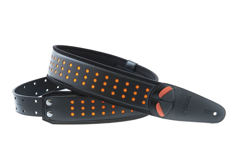 Black_neon_orange_guitar_strap