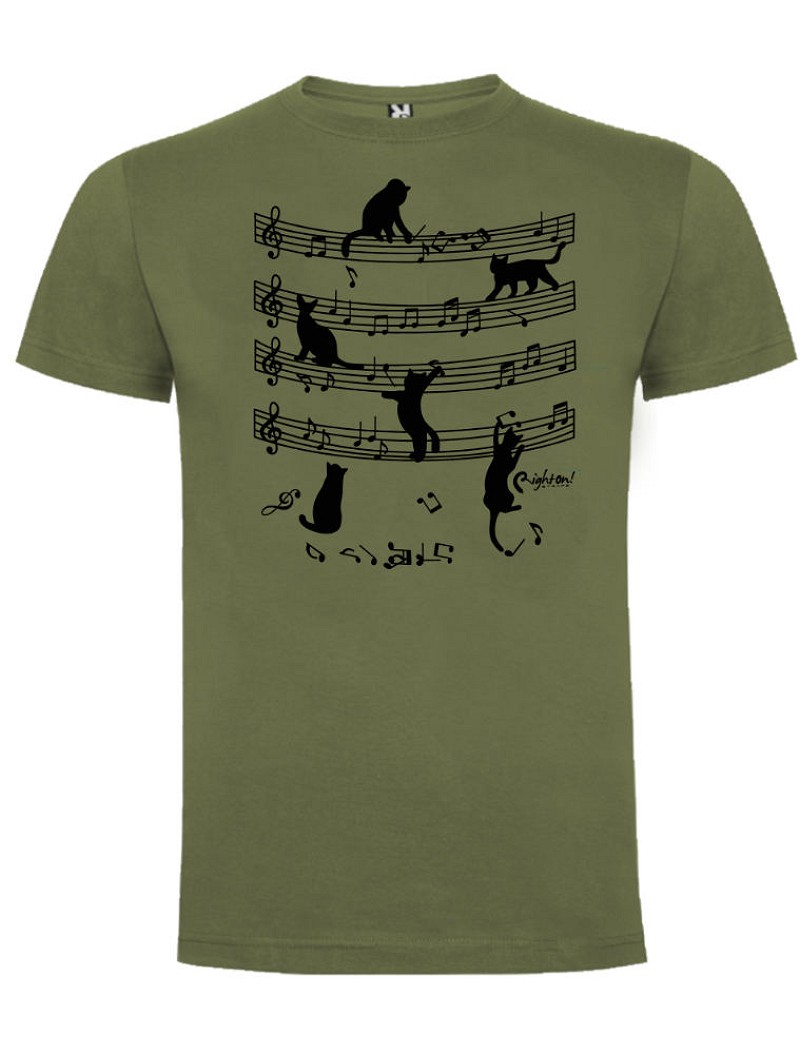 RightOn! CATS Design T-Shirt Army Green