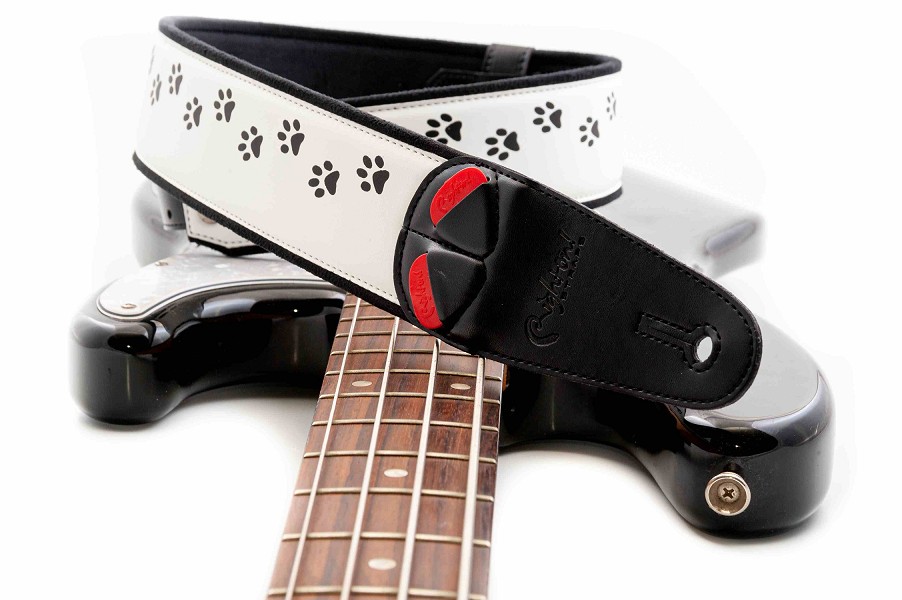 CAT White Guitar Strap with RAS Adjustment and Vegan Design | RightOn! Straps1