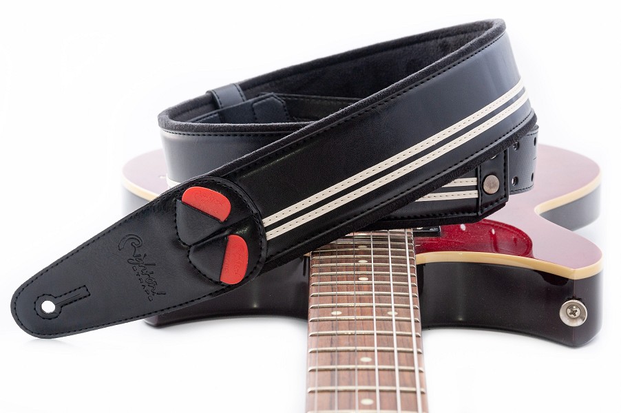 RACE BLACK guitar and bass strap, made of high-tech synthetic materials.