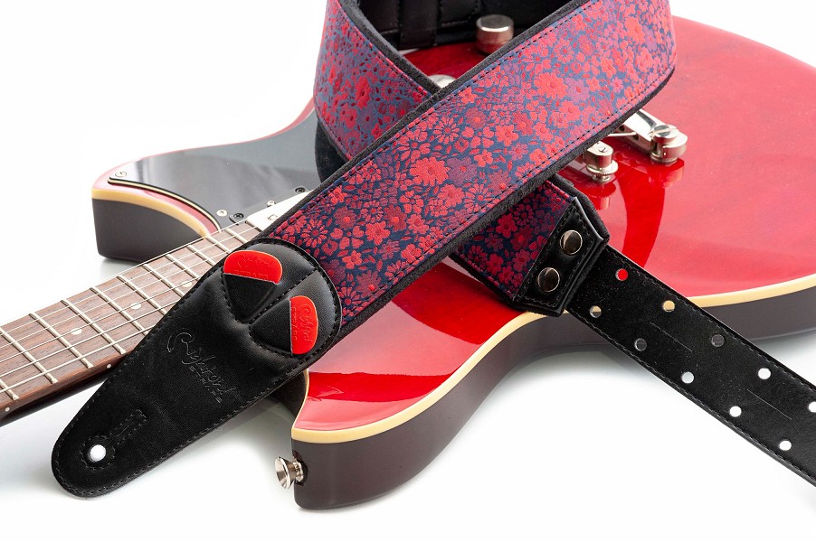 Daisy Red Vegan Guitar Strap, Comfortable and Stylish | RightOn! Straps1