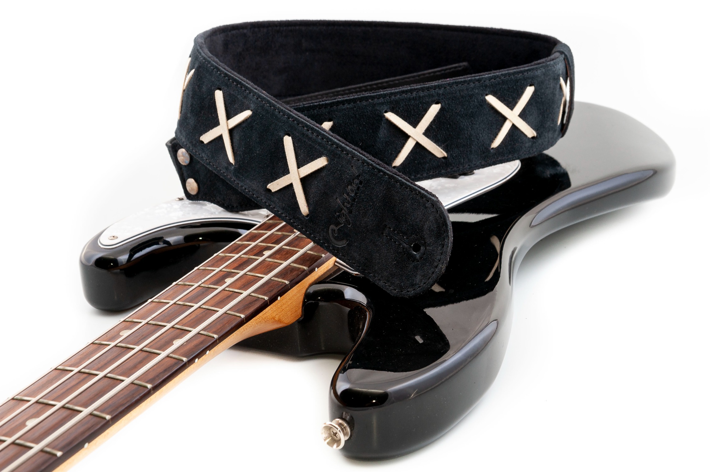 Faux Leather Ivory Belt Bag w/ Guitar Strap
