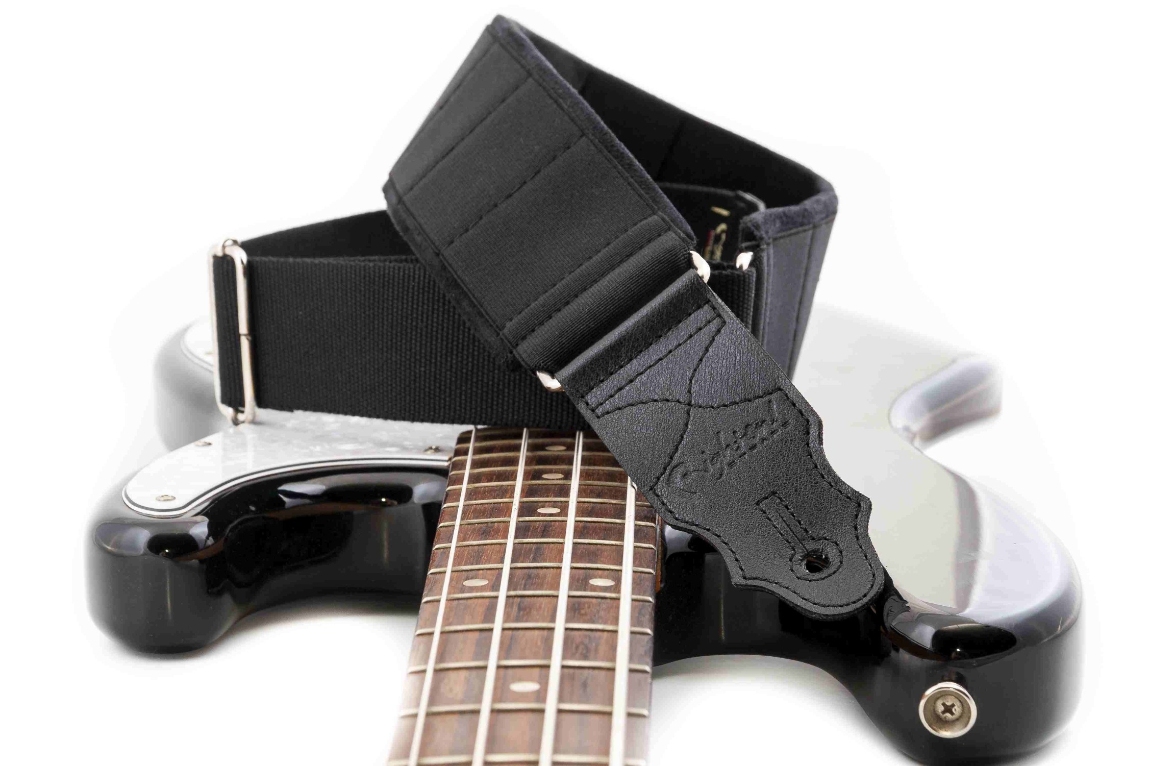 Elasticguitar strap Black and bass strap